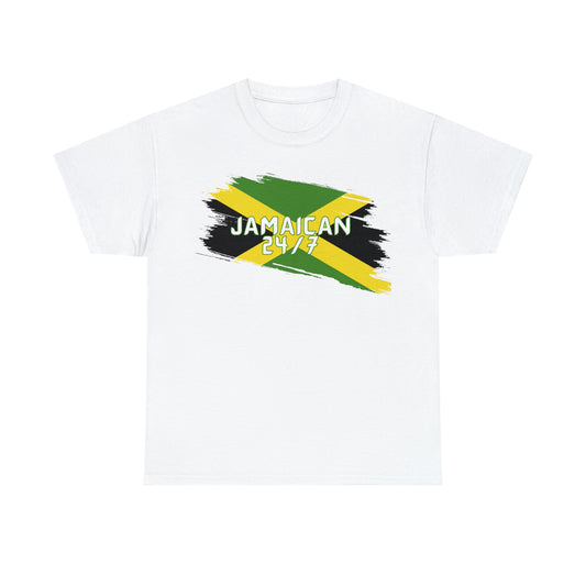 Jamaican 24/7 (White Letters) Unisex Heavy Cotton Tee