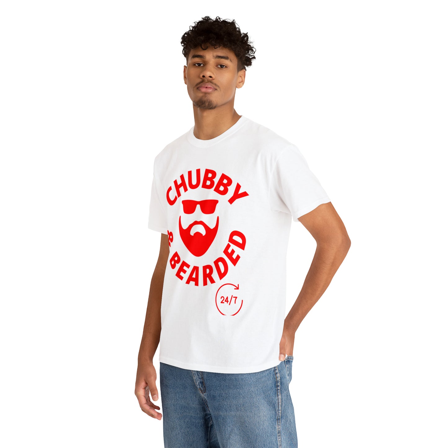 Chubby & Bearded (Red) Unisex Heavy Cotton Tee