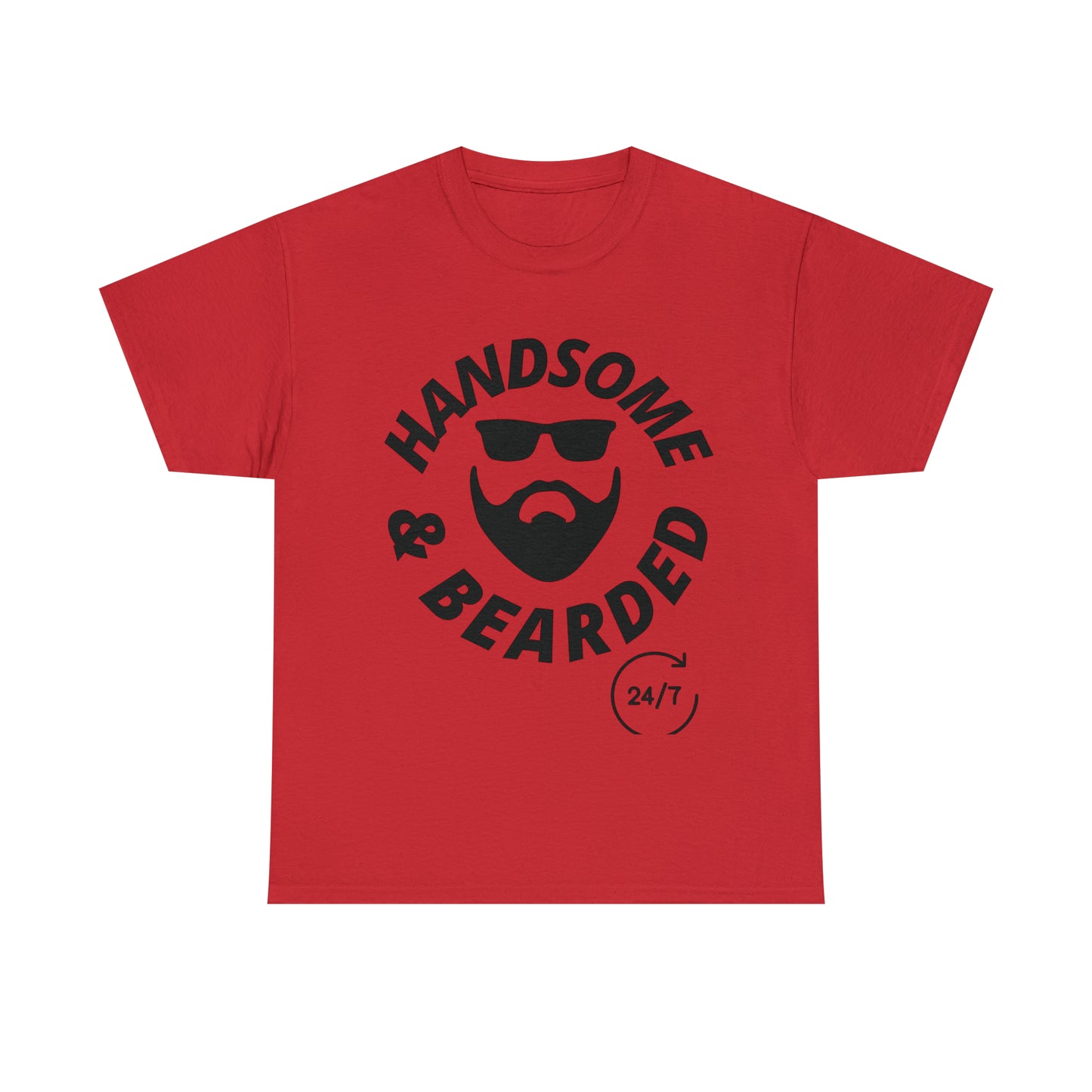 Handsome & Bearded (Black Letters) Unisex Heavy Cotton Tee