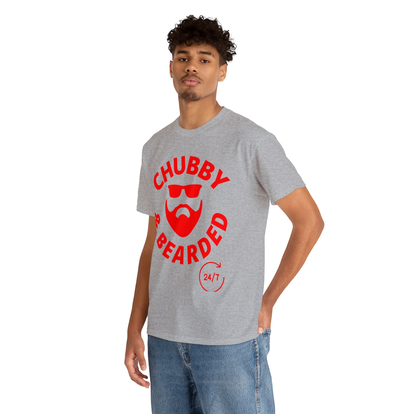 Chubby & Bearded (Red) Unisex Heavy Cotton Tee