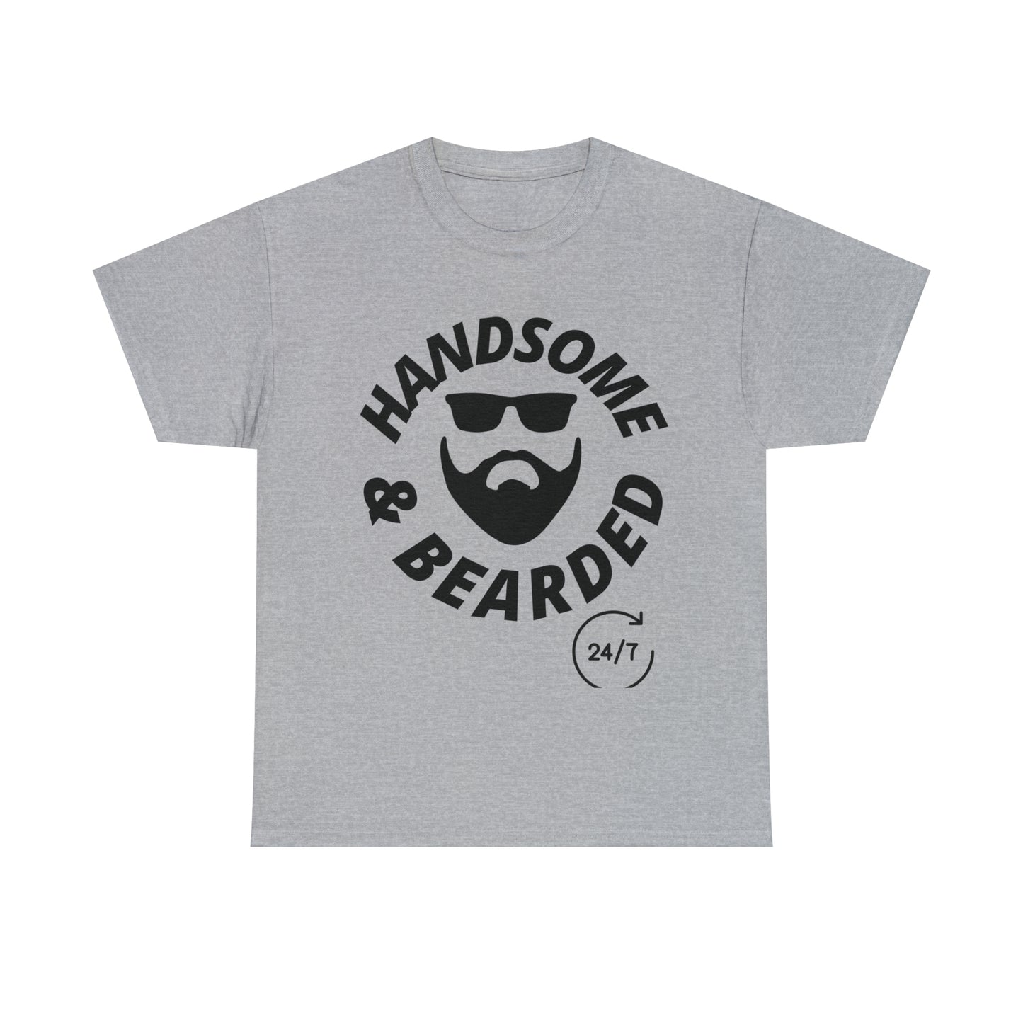 Handsome & Bearded (Black Letters) Unisex Heavy Cotton Tee