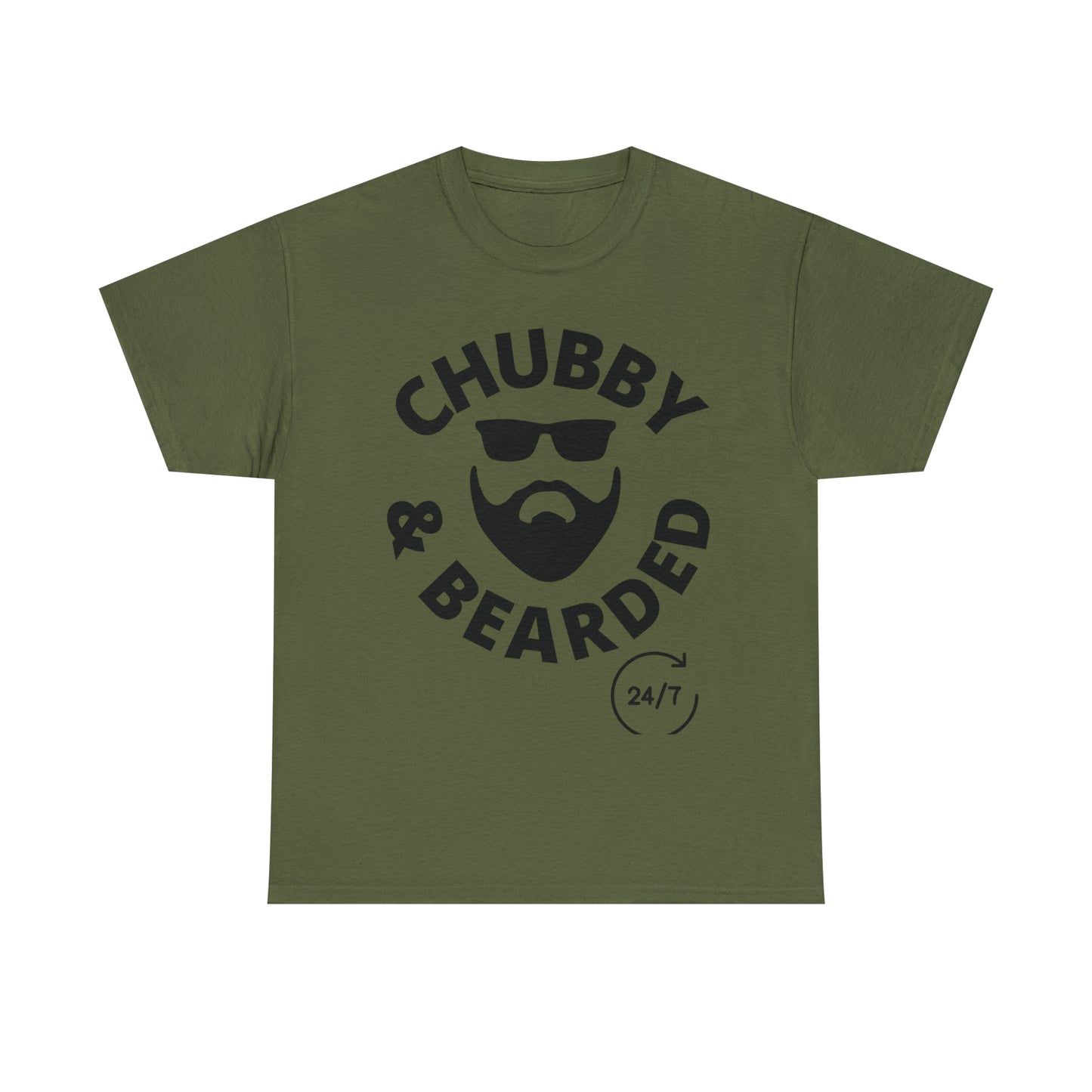 Chubby & Bearded (Black) Unisex Heavy Cotton Tee