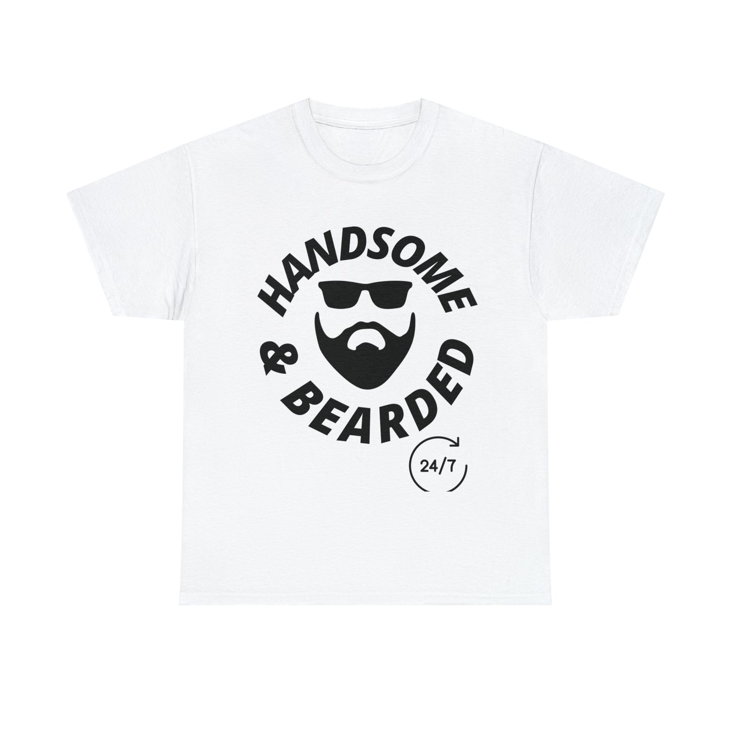 Handsome & Bearded (Black Letters) Unisex Heavy Cotton Tee