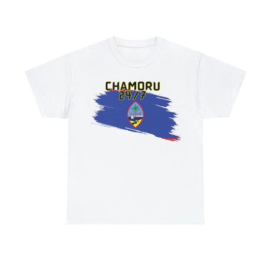 Chamoru 24/7 (Black Letters)  Unisex Heavy Cotton Tee