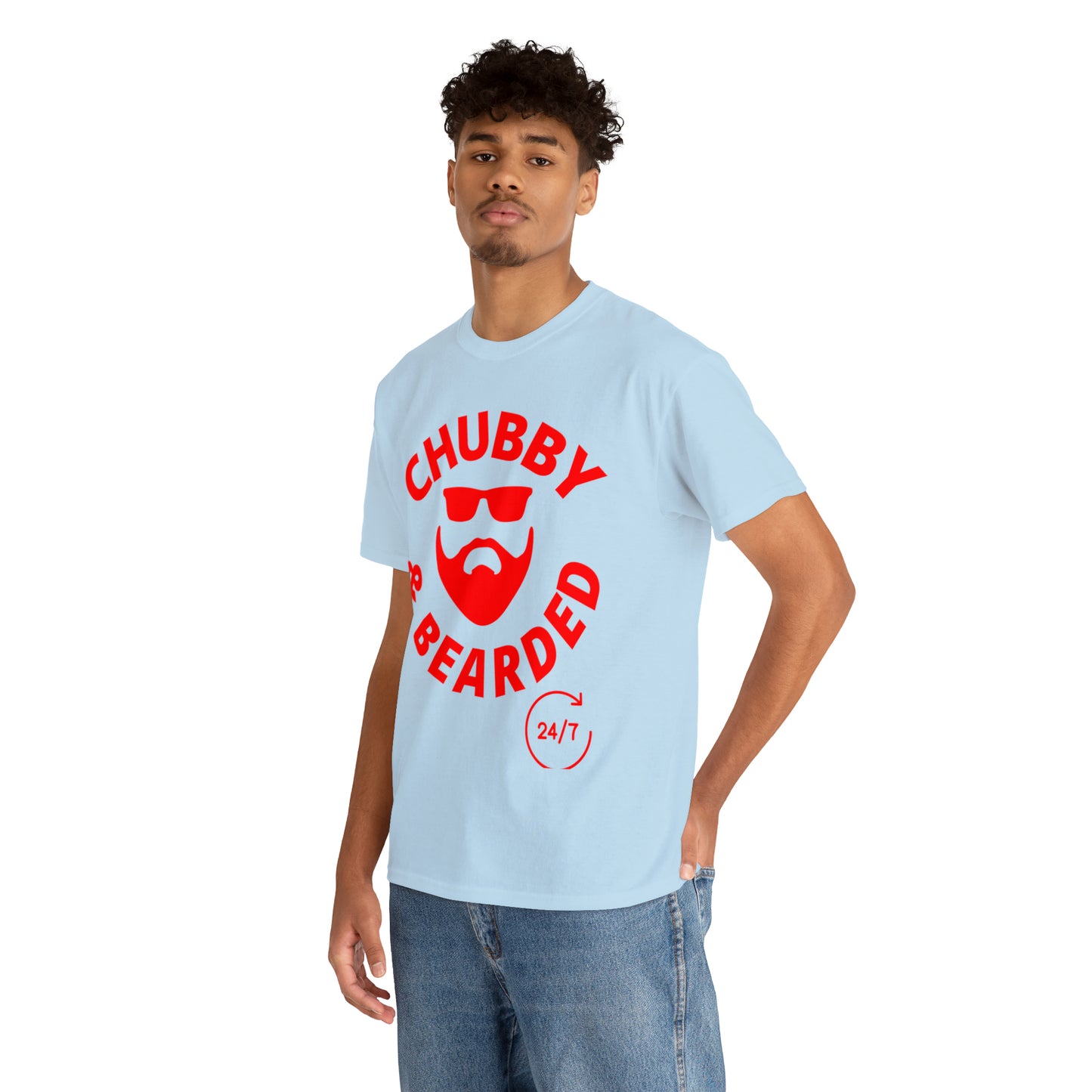 Chubby & Bearded (Red) Unisex Heavy Cotton Tee