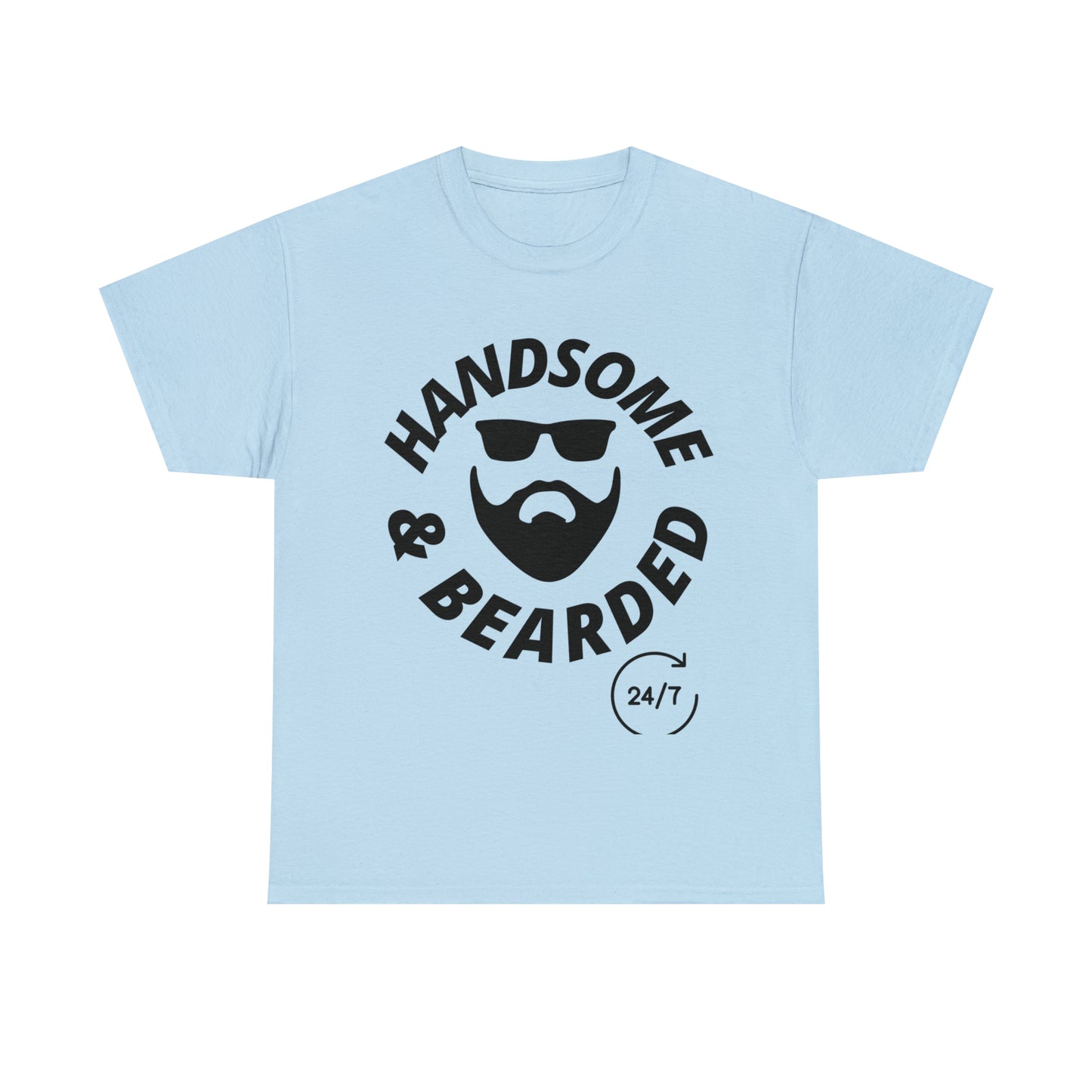 Handsome & Bearded (Black Letters) Unisex Heavy Cotton Tee