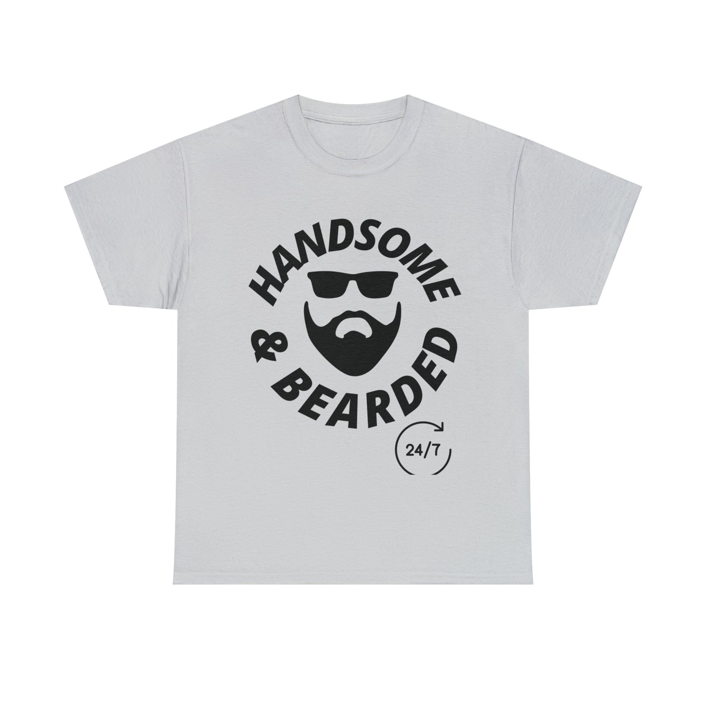 Handsome & Bearded (Black Letters) Unisex Heavy Cotton Tee