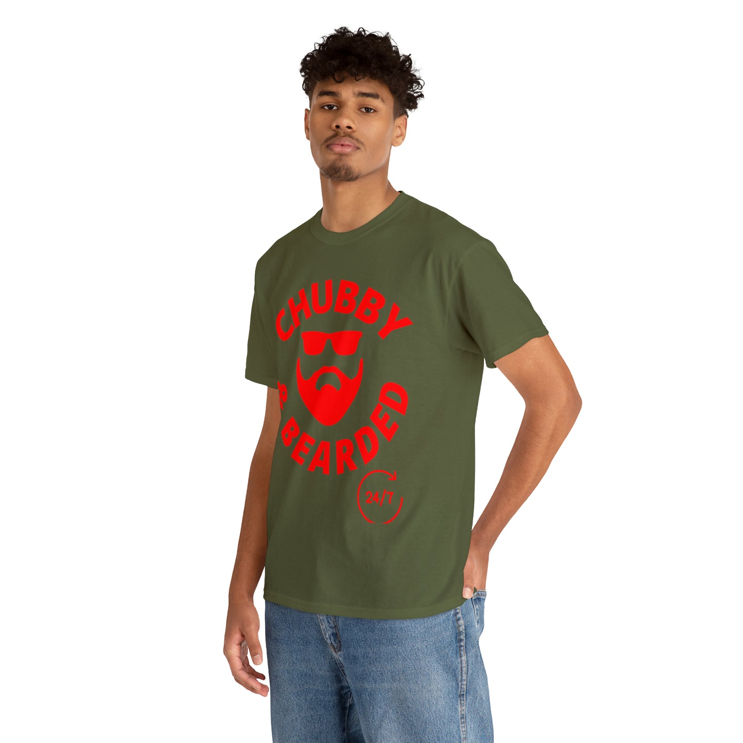 Chubby & Bearded (Red) Unisex Heavy Cotton Tee