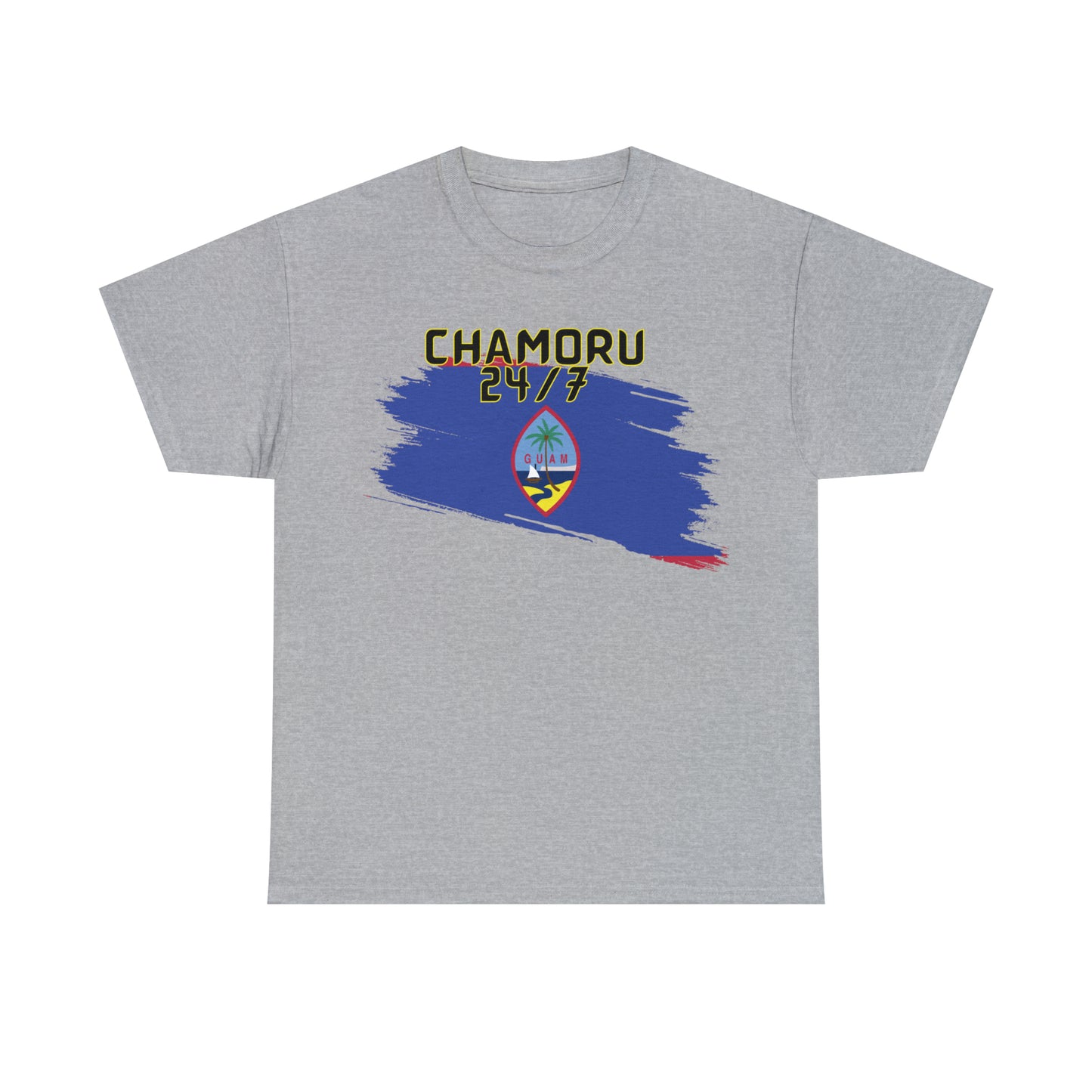 Chamoru 24/7 (Black Letters)  Unisex Heavy Cotton Tee